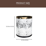 White Marble Trash Can with Marbling Design for Home Storage Compact Non Slip Base V1366-AZ2-W-17367