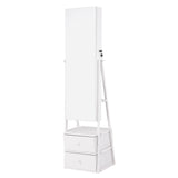 Artiss Lockable Jewelry Armoire with Mirror, Freestanding Organizer Cabinet with Drawers, White JC-B-2D-153-WH