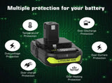 18V P108 Ryobi 18V Battery Replacement P117 Charger Lithium-Ion Battery Power - Black - Size 2000mAh V1107-DSZ-TOOL-001-BLK-2000MAH