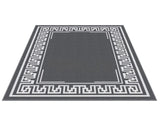 Gardeon Outdoor Rugs 274x366cm Large Carpet Reversible Area Mat PP Dual-Sided Patio Rug Greek Key OR-9X12FT-FRAME-GY