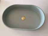 Ultra Modern Concrete Cement Wash Basin Counter Top Matte Mint Green Oval Basin V549-5838CONOVALMINT