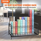 Blueprint Storage Rack 50 Slots Mobile Roll File Holder for Architectural V952-LTJJS50CLDS018IB0V0