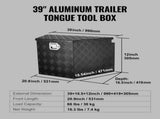 Trailer Tongue Box, Aluminum Alloy Diamond Plate Tongue Box Tool Chest, Heavy Duty Trailer Box V952-TC3916512INCHDMIJV0
