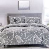 Artex Bentley Grey Quilt Cover Set Geometric Pattern Reversible Printed Microfiber Polyester King V442-ATX-QUILTCS-BENTLEY-GREY-KI