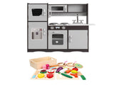 Keezi Kids Play Kitchen Pretend Toy Kitchen With Wooden Play Food Set PLAY-WOOD-MODERN-3IN1