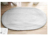 Bedroom Carpet Hand Woven Bedside Rug Study Living Room Oval Carpet Pure Color Floor Mat White V1294-YM0703-3115230026411