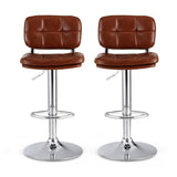 Artiss 2x Bar Stools Kitchen Swivel Gas Lift Counter Chair Tuft PU Leather Brown BA-K-778-BRX2
