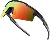 OutdoorMaster Hawk II Polarized Sports Sunglasses for Men Women, TAC 100% UV400 Protection TR90 XFOM-CG-BKK75-BLOR