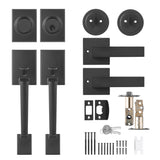 Double Door Handle Set, Matte Black Square Door Lever, Heavy Duty Double Front Door Handle Set with V952-SMSBYGHDSFXLKVAWEV0