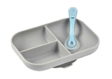 Beaba Silicone Suction Divided Plate & Spoon - Grey DTK10997
