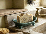 Vintage Bathtub Shaped Soap Dish, Cast Iron Sturdy Construction, Elevated Four Leaf Clover Drainage V1192-AZ-W-24682