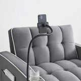 Single-seater sofa bed, equipped with USB ports and a phone holder - Grey V1316-W2564P462077