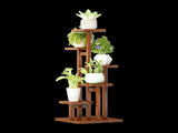 5 Tiers Vertical Bamboo Plant Stand Staged Flower Shelf Rack Outdoor Garden V63-837921