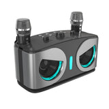 Wireless Bluetooth Karaoke Speaker with 2 Microphone Home KTV Set Grey V1263-JX-6966-1