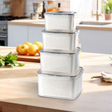 4-Pack Storage Containers, with Lids with Strainer, BPA-Free, Dishwasher Safe, Keep Berry V1366-AZ2-W-23175