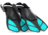 Green Adjustable Open Heel Snorkel Fins, Travel-Size Short Swim Flippers for Snorkeling, Diving & V1107-ADJUSTABLE OPEN HEEL SNORKEL FINS2-S