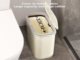 Slim Space-Saving Trash Can with Press Top Lid, 15L 4 Gallon Durable Plastic Garbage Bin for V1366-AZ2-W-13142