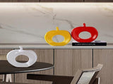 White Ceramic Apple Decoration Modern Apple Statue Home Bookshelf Accent V1263-JX-5673