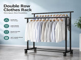 CARLA HOME Double Rod Clothes Rack with Wheels, Metal, Portable Wardrobe Rack LSB-36543