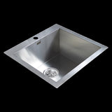 530x505mm Handmade Stainless Steel Topmount Kitchen Laundry Sink with Waste V63-798957