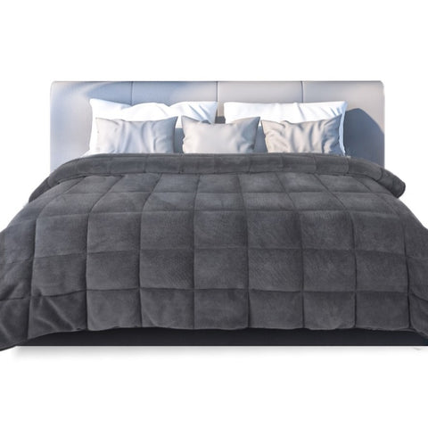 DreamZ Quilt Doona Comforter Blanket Grey Super King QU1005-SK-GY