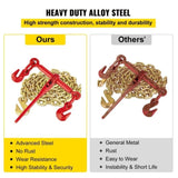 Chain Load Binder, 8 mm Tie Down Kit with 3 Ton Working Load Capacity and Two Grab Hooks, Includes V952-JLSJSJYCLTJTBZX6EV0