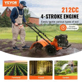 Tiller Cultivator Gas Powered, 212CC 4-Stroke Garden Cultivator, Tiller with 4 Steel Adjustable Rear V952-RYGYJ212CCSCGHWDEV0