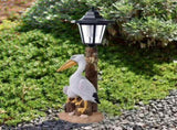 Garden Statue with Solar Lantern, Resin Seagull Seabird Figurine, Mediterranean Style Sculptures for V1366-AZ2-W-12514