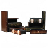 2-Piece Vintage Wooden Bookend Set with 6 Storage Drawers, 16.5 x 12.5 x 17 cm V1188-MS-731-045