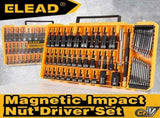 ELEAD 58Pc Magnetic Impact Nut Driver Set SAE Metric CR-V Socket Adapter w/case V465-70183