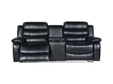 Chelsea 2R Seater Finest Leatherette Recliner Feature Console LED Light Ultra Cushioned V43-REC-CHLS2RBL