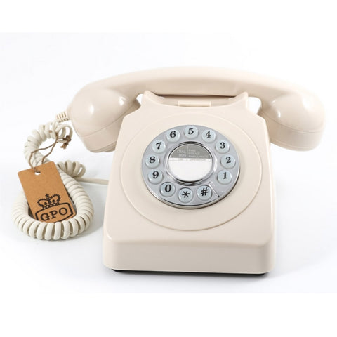 GPO 746 Retro Rotary Push Button Desk Phone Ivory Home Office V185-746PUSHIVORY