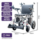 EQUIPMED Power Electric Wheelchair, Airline Approved Wheelchair, Extra Lightweight, Long Range, V219-HELWLCEQPSS7A