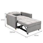 Suri 3-in-1 Convertible Sofa Chair Bed Lounger by Sarantino Light Grey SOFA-YGG-7001-LNN-LGY