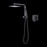 WELS 8" Rain Shower Head Set Square Dual Heads Faucet High Pressure With Mixer V63-828031