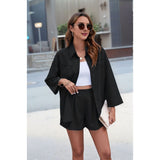 Long Sleeve Shirt and Shorts Sets Green XL V1369-AZ3-W-12949