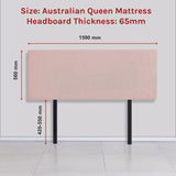 Linen Fabric Queen Bed Deluxe Headboard Bedhead - Pale Pink V63-839541