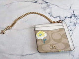 2 Pack Women's Mini Zip Card Holder & Coin Purse with Keychain - Signature Coffee Brown & Daisy V888-ELOSUNG41461