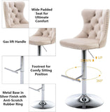 SERENIT Ivory Velvet Bar Stools Adjustable Swivel Counter Height Chairs with Tufted Back and V255-GP2211R-IVORY