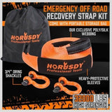 Heavy Duty 9.1M Recovery Tow Straps Snatch Kit - 32,000 LBS Break Strength with D-Ring Shackles for V465-97131-AU-5