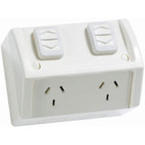 10A 250V Weather Proof Twin Switch Socket Outlet, Resistant White V1202-V1-CLIWSC2272RW