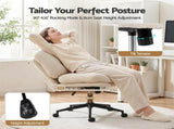 Artiss Criss Cross Office Chair Wide Seat Desk Chair Boucl Fabric Vanity Chair Comfy, Beige OCHAIR-L-2020-BG