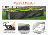 Metal Raised Garden Bed, 2.4 x 0.6 x 0.6 m Oval Outdoor Galvanized Planter Garden Box, Open Bottom V952-JSYHZZCTYXSH1MOSL002V0