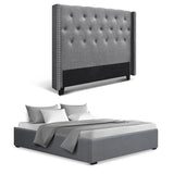Artiss Queen Bed Frame Storage Tufted Headboard Gas Lift Base Grey BFRAME-E-TOKI-LUCA-Q-GY-AB