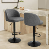 Levede 4x Bar Stool Swivel Gas Lift PU Leather Grey BR1066-2-DGX2