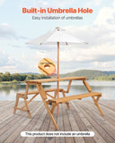 VEVOR 2-in-1 Transforming Interchangeable Picnic Table, Outdoor Wooden Table and Bench Set, Portable Foldable Bench with Umbrella Hole, Patio Dining Furniture for Garden, Backyard, Porch  V952-2HYKBXYCZ45FP7QYPV0