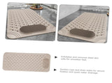 Non-Slip Bath Mat with Foot Scrubber 120 x 80 cm, Anti-Skid Suction Cups & Drain Holes, Waterproof V1107-CS-YSFHD12080