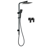 Matt Black Dual Shower Square 10" Rain Head 3 Modes Handheld Brass Silde Rail Twin Taps V1233-C6202BHS002M4CBSS1001BCPF0272BK
