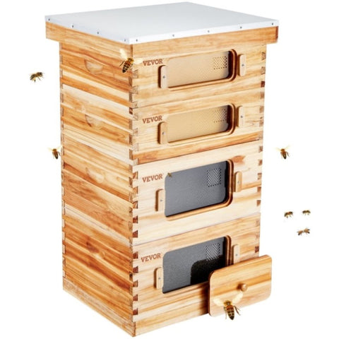 VEVOR Bee Hive 40 Frame Bee Hives Starter Kit, Beeswax Coated Cedar Wood, 2 Deep 2 Medium Bee V952-CTFXSMSHX2ZH12ZO0V0