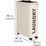 narrow laundry basket, laundry basket on wheels, Corno beige, Polyester, 43 l, 18.5 x 60 x 40 cm V1237-ZY-203-2637